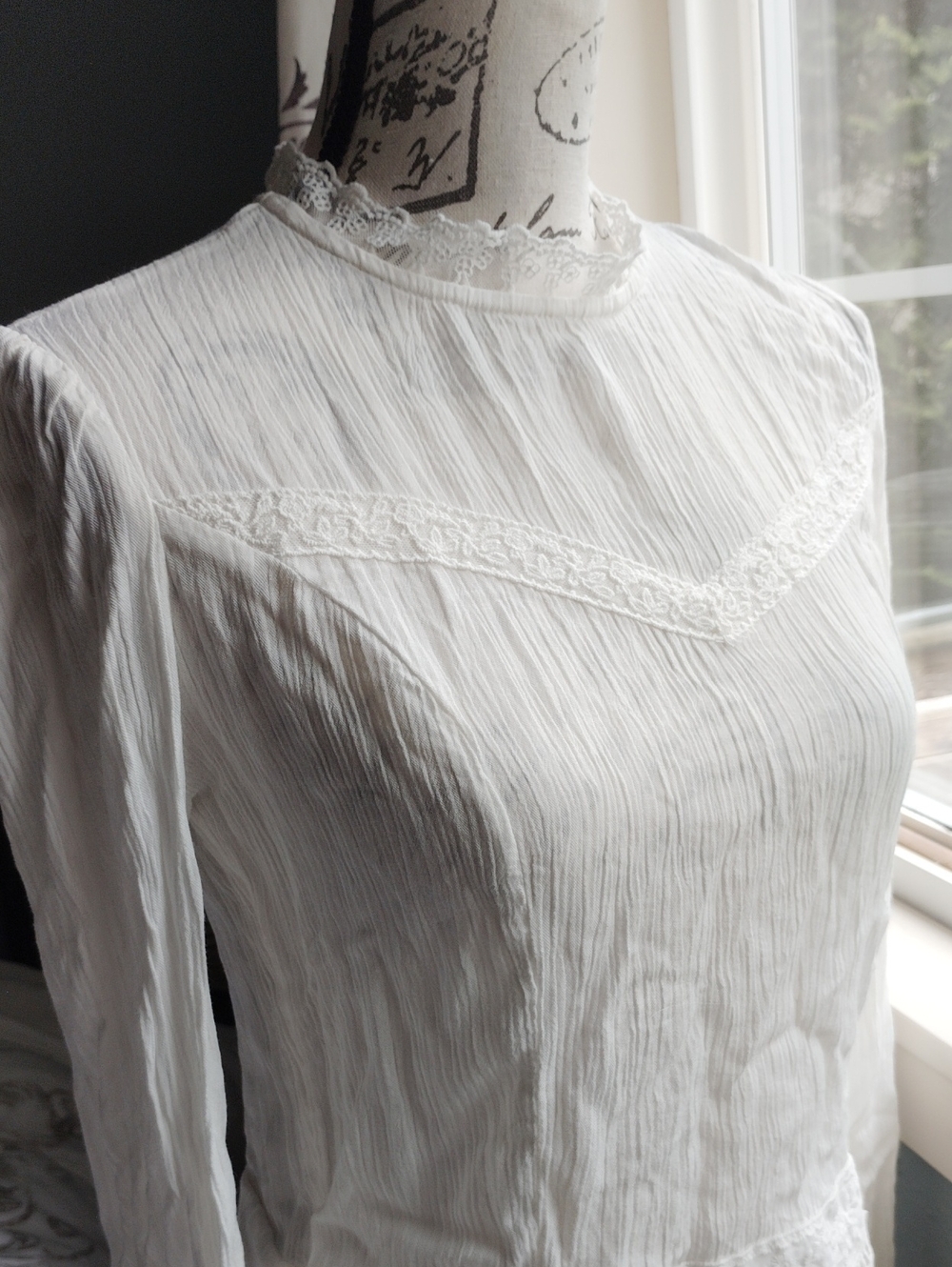 Victorian Inspired Off-white Top by Self E Size S